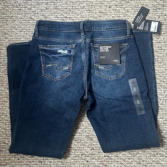 Silver Jeans Boyfriend Mid Rise Slim Leg Jeans 29W x 29L NWT - Picture 6 of 9
